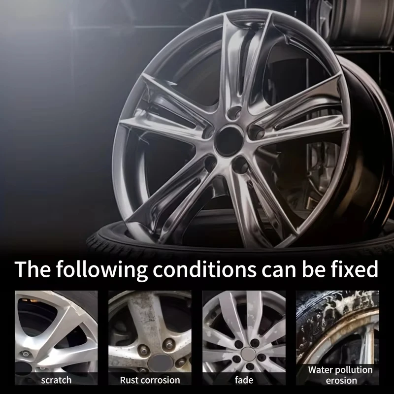معجون تجديد خدش حافة عجلة السيارة، معجون إصلاح طلاء الخدوش لحافة الإطارات - حافة سبائك الألومنيوم الفضية باللونين الأبيض والأسود/988 فولت *