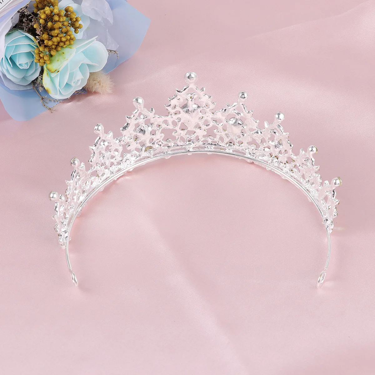

1 Piece Crystal Crown Hair Accessory for Women Bride Rhinestone Alloy Wedding Headwear Silver Elegant Party Prom Decoration
