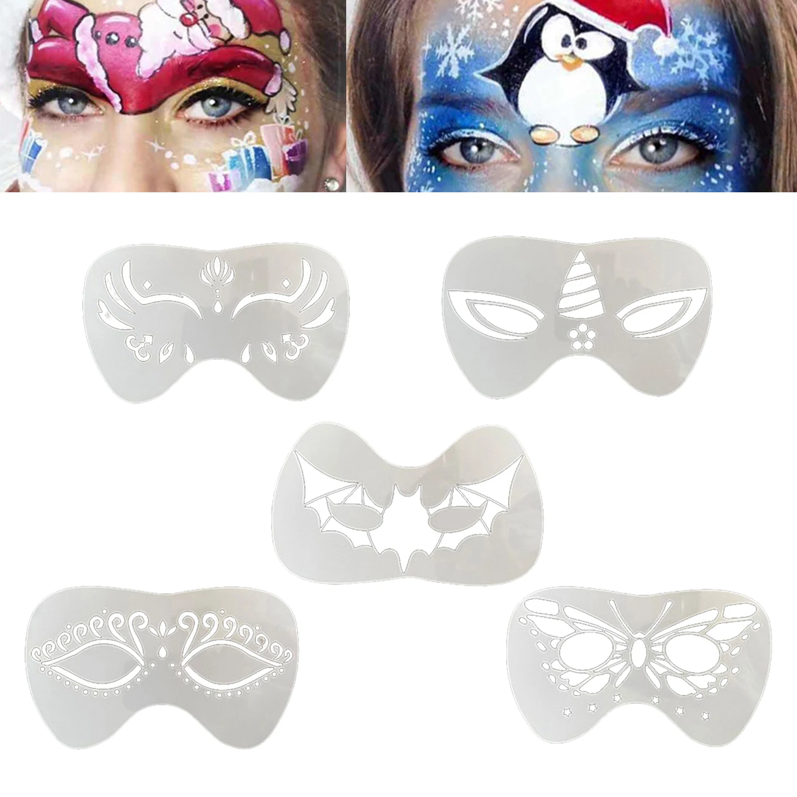 Schminken Sjablonen Voor Vakantie Halloween Premium Materiaal Meerdere Patroon Diy Party Make-Up Benodigdheden Lichtgewicht Herbruikbaar