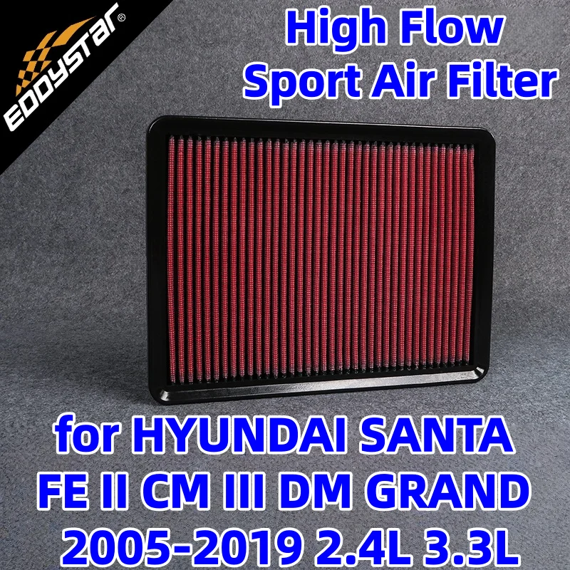 

Спортивный воздушный фильтр с высоким расходом для HYUNDAI SANTA FE II CM III DM GRAND 2005-2019 2,4 л 3,3 л V6 4WD моющиеся гоночные впускные фильтры