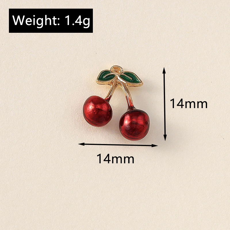 Leslie 5 Stück Emaille-Legierungs-Obst-Anhänger, 3D-Kirsche, Wassermelone, Pfirsich, Erdbeere, Anhänger für die Schmuckherstellung, DIY-Ohrringe, Halsketten – Detail 3