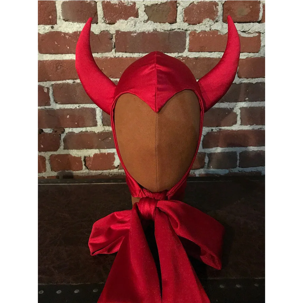 Nouveauté Vintage diable rouge capuche femmes noir mal sorcière Spandex chapeau cornes diable Bonnet casque pour la fête d'halloween
