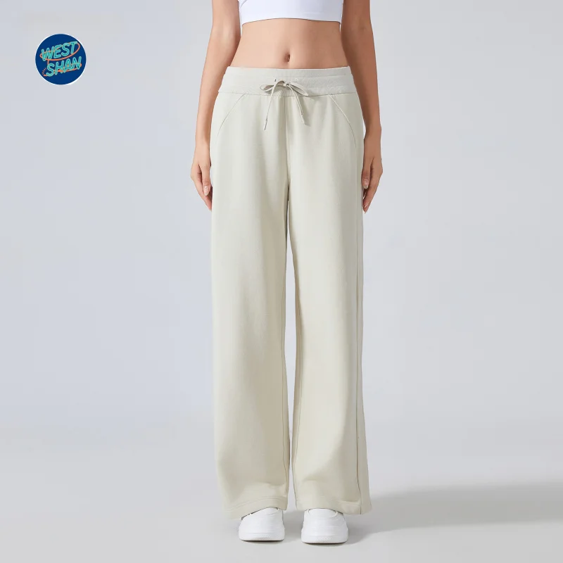 WESTSHAN EU US Taglia Autunno Inverno Pantaloni sportivi larghi per le donne Pantaloni casual a gamba dritta caldi a vita alta a gamba larga attiva