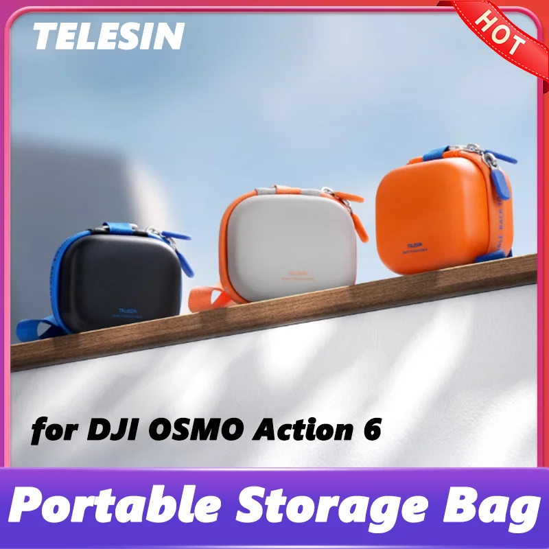 

Сумка для хранения TELESIN Action 6 для DJI OSMO Action 6, портативная ручная защитная сумка для путешествий, водонепроницаемый чехол для переноски с защитой от падения