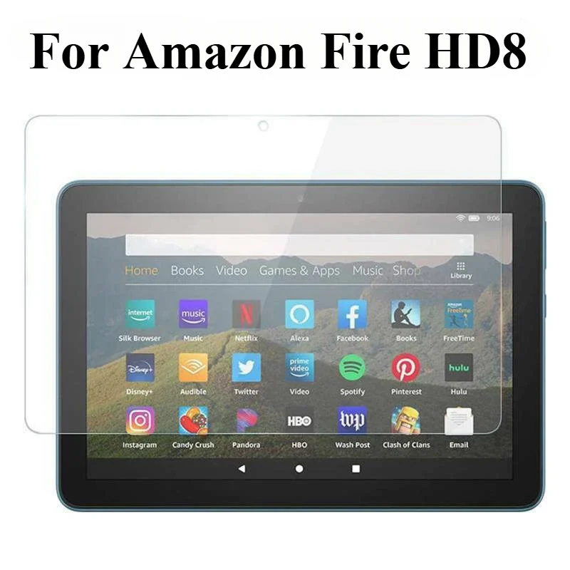 กระจกนิรภัยสําหรับAmazon Fire HD8 2017-2024 ป้องกันแท็บเล็ตแก้วAmazon Fire HD8 Plus 2020 2022 ป้องกันหน้าจอ