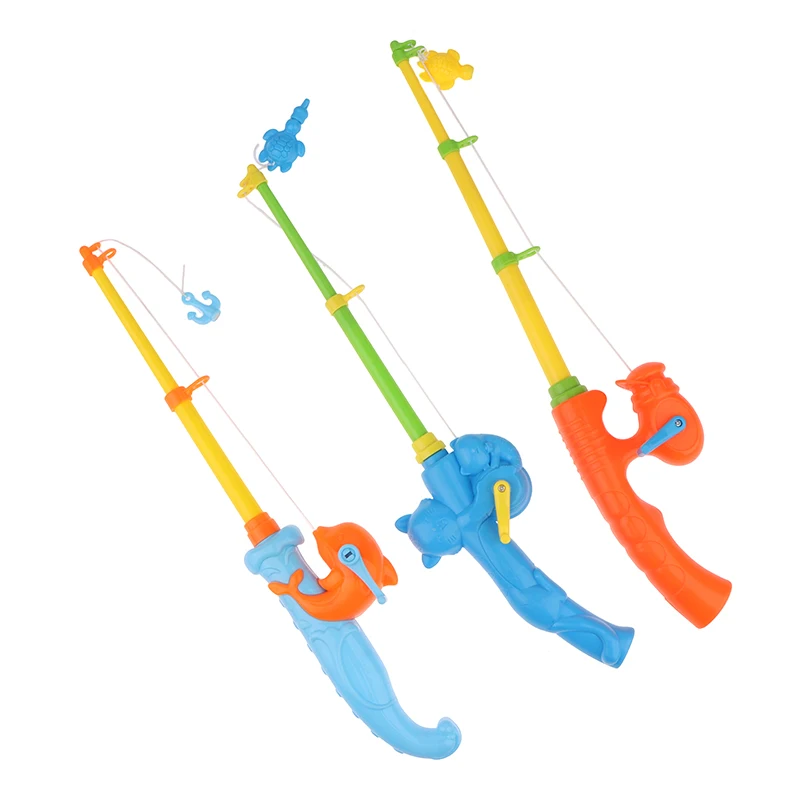 Vara de pesca magnética infantil, 1 peça, com 10 peixes pequenos aleatórios, banheira, piscina, brinquedo de pesca aquática, brinquedos interativos para pais e filhos