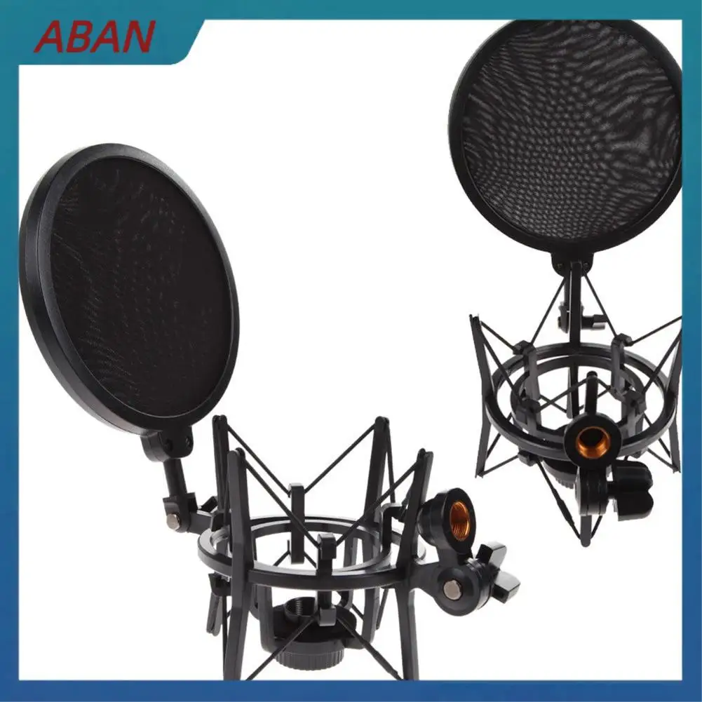 ABAN 2X Professional Microphone Mic Shock Mount With Shield Articulating Head Holder Stand Bracket For Studio Broadcast