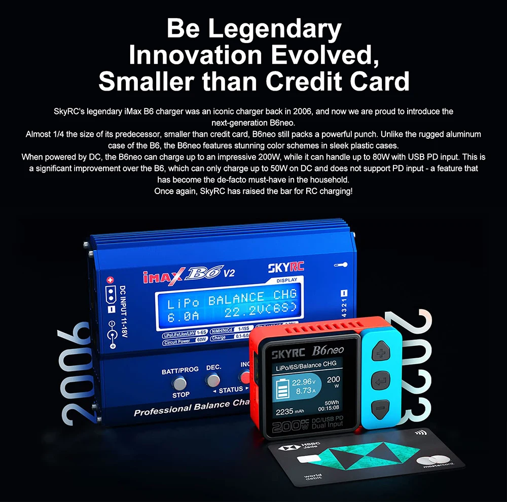 SkyRC B6Neo Smart Charger DC 200W PD 80W LiPo Akku-Balancer SK-100198 Kompaktes 6S Ladegerät Entlader Skyrc B6 Neo – Detail 3