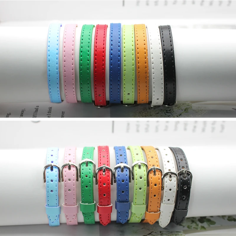 10pcs/lot mix colors 8MM Copy Leather wristband bracelet 8x210mm fit for 8mm slide charms letters DIY Accessory