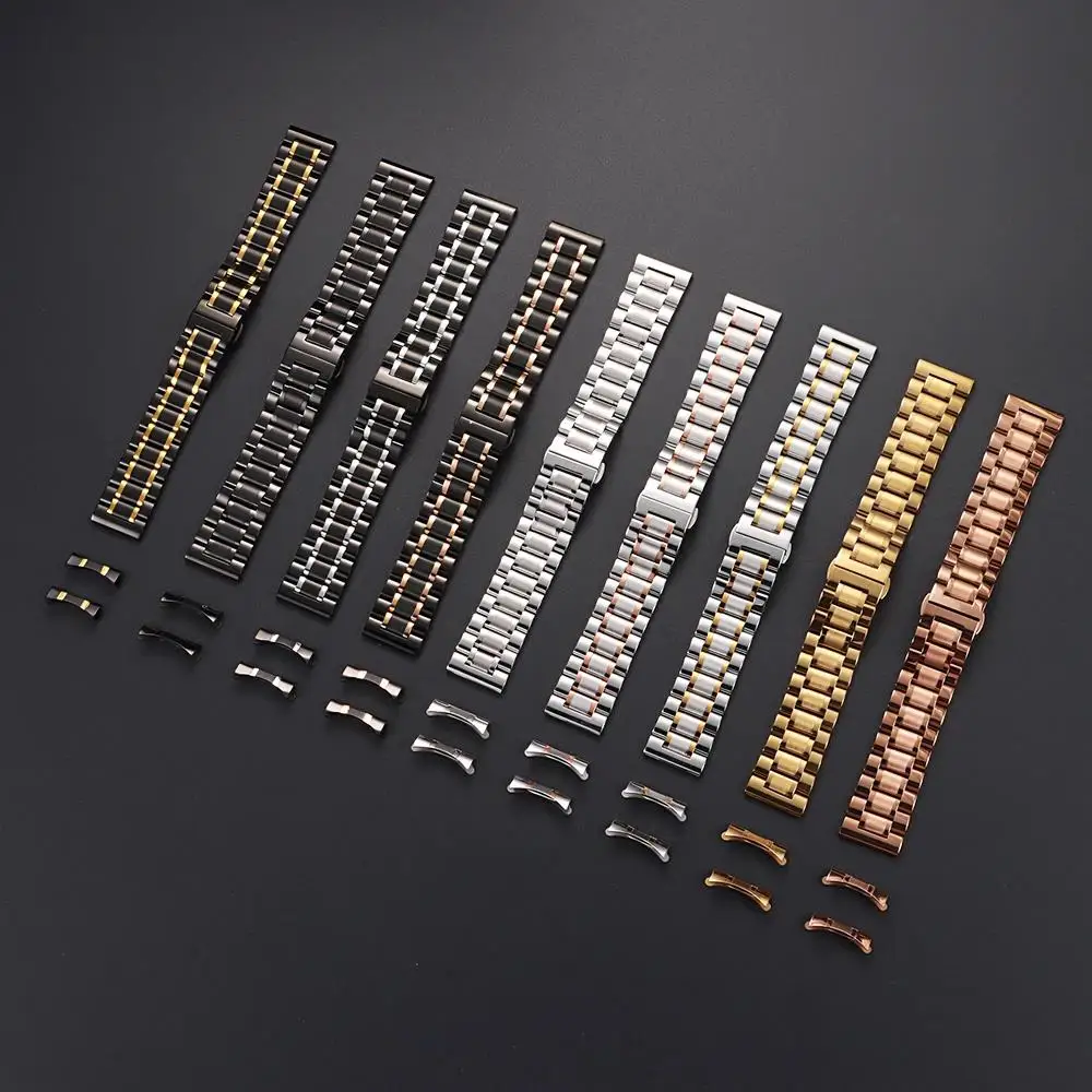 Edelstahl-Uhrenarmband mit gebogenem Ende, 12/13/14/15/16/17/18/19/20/21/22/23/24 mm, Schmetterlingsverschluss, massives Metall-Universalarmband – Detail 16