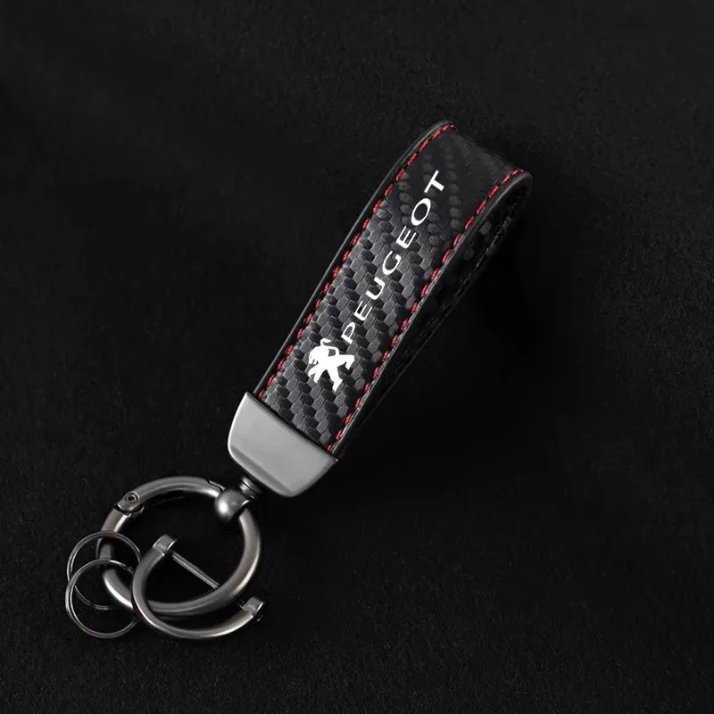 Carbon Fiber Car Styling Keychain Auto Pendant Key Chain Ring Gift For Peugeot 206 207 307 3008 2008 308 406 407 408 508 301 208
