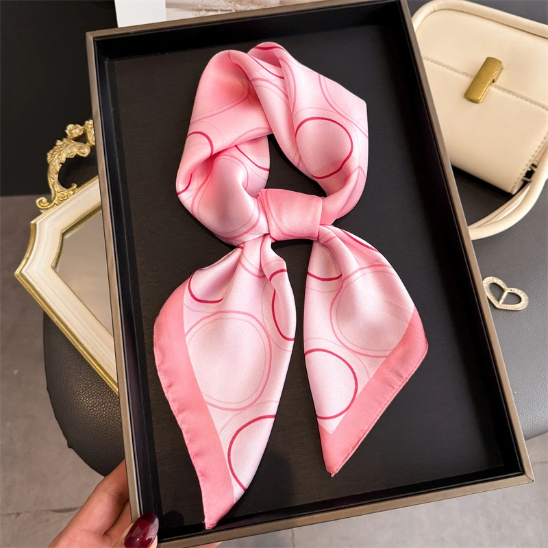 

Luxury Elegant 70Cm Square Dot Printed Women Scarf for Lady Silk Satin Scarves Shawl Design Headband Hijab Bandana Wrap Bufanda