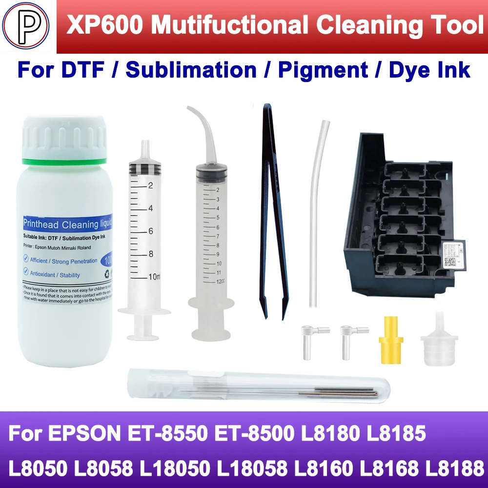 

XP600 Mutifuctional Cleaning Tool 100ML Printhead Unclog Clean Liquid For DTF Sublimation Pigment Dye Ink Repair Clogged L18050