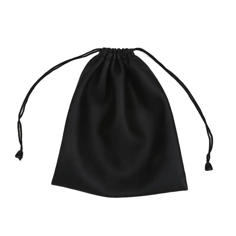 1Pc Draw String Bag Headphone Bags Durable Black Dust-proof Drawstring Bag PU Leather Headset Bag Durable Multi Purpose Storage