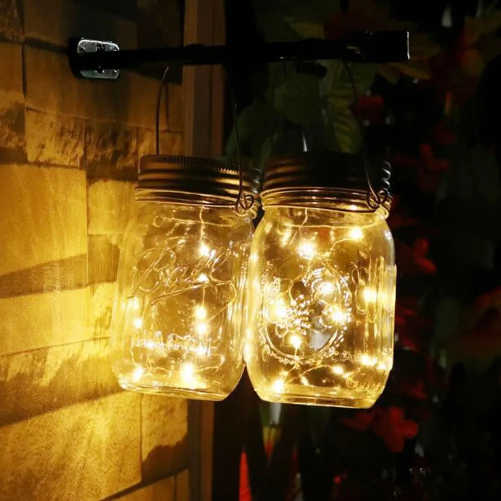 

Jar Solar Lights Lids Fairy Outdoor Garden Cover Led for outside White Jars Decorative