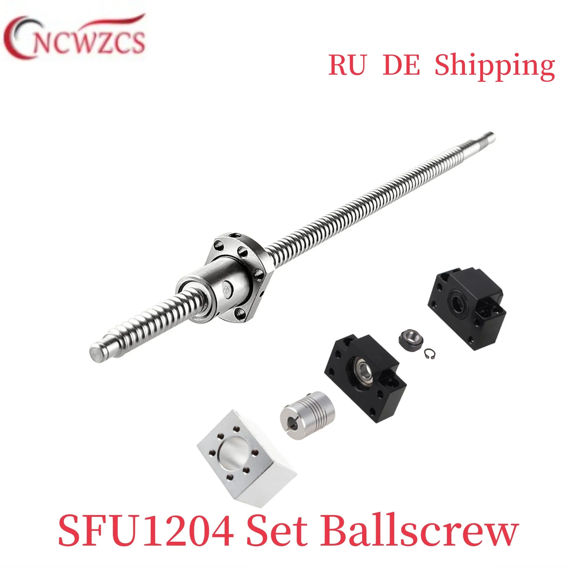 SFU1204 Set RM1204 Rolled Ball Screw C7 With Flange Single Ball Nut End Machined+BK/BF10+1204 22mm Housing+Coupler For CNC Parts