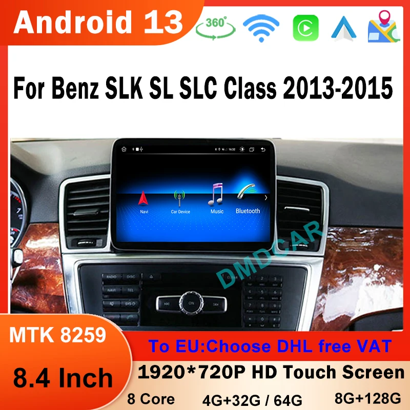 8+128G Android 13 MTK8581 8.4 Inch For Mercedes Benz SL W203 SLK SLC W197 Multimedia Video Radio Stereo Player GPS Navigation 4G