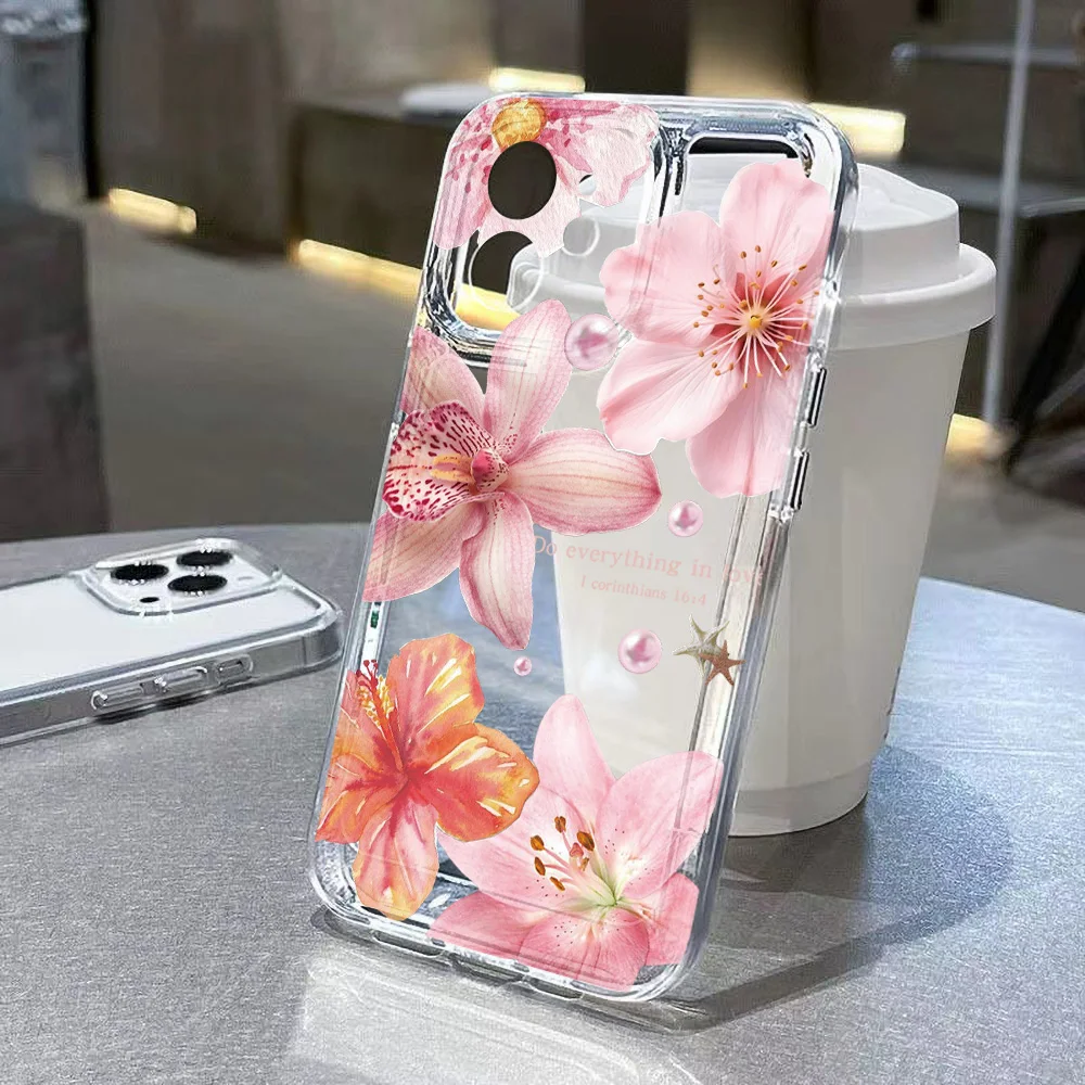 Blumen-Handyhülle für iPhone 11 Pro Funda Kameraobjektiv-Schutzhülle iPhone 14 12 11 13 15 16 Pro Max 8 Plus XS Max XR X SE2020