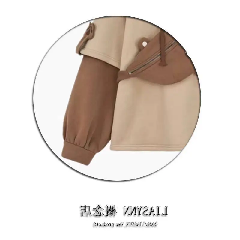 2025 New Spring Autumn Winter Hoodie for Women Fake Two Piece Niche Design Cute Soft Girl Trendy Top