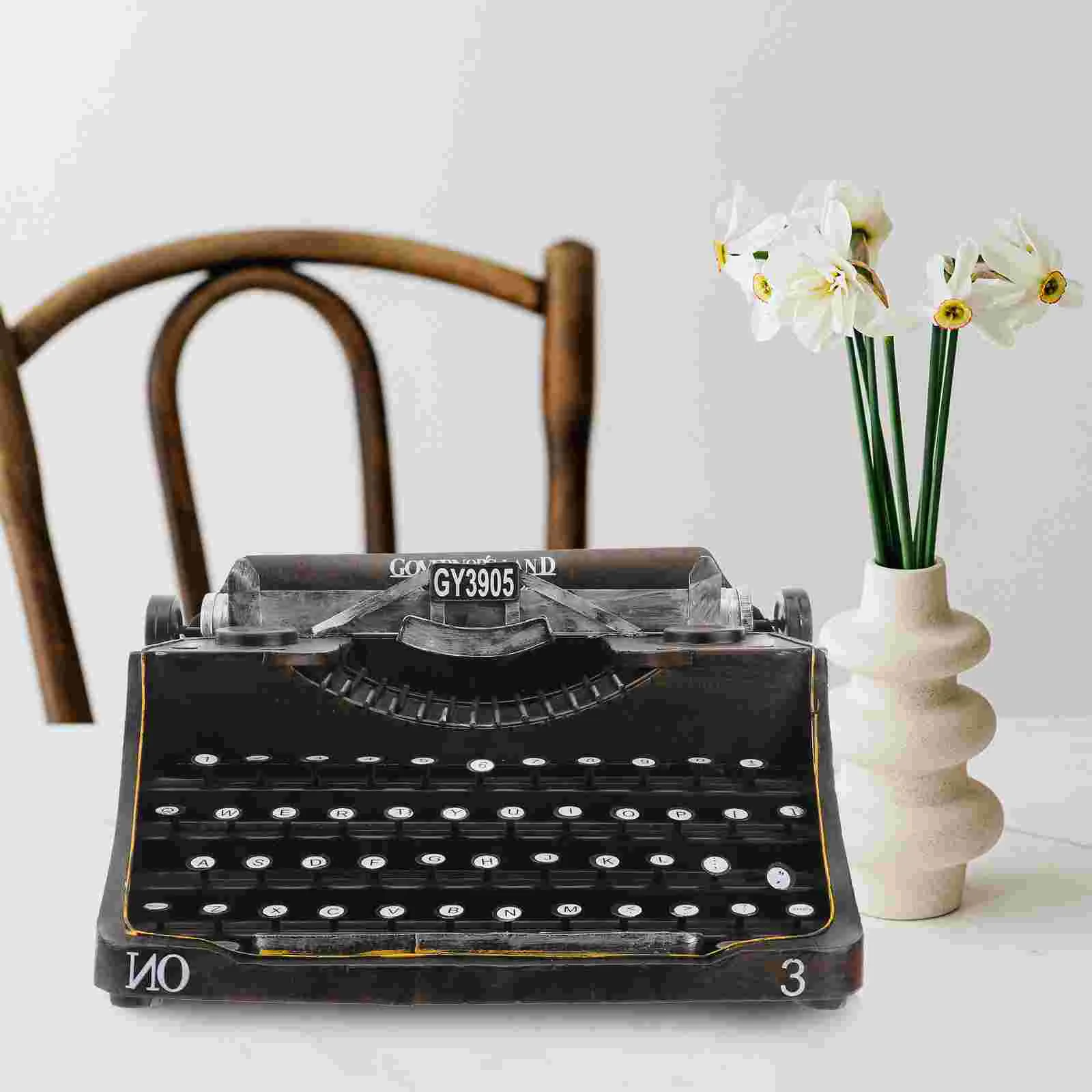 

Printer Crafts Typewriter Model Vintage Desktop Decoration Bar Prop Manual Home Photo Iron Cabinet Adornment Retro