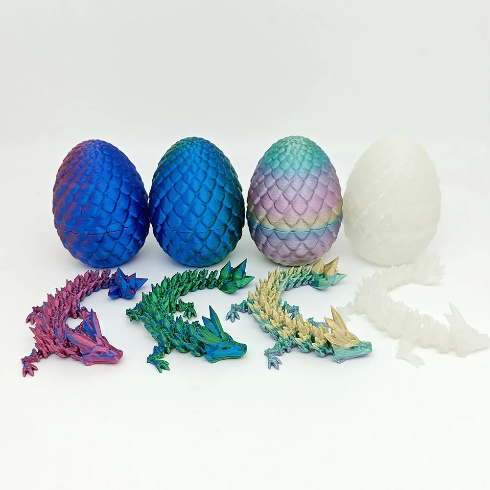 4Pcs 3D Printed Dragon Egg Dragon Fidget Toy Dragon Eggs with Dragon Inside Home Office Decor Toys for Kids Gifts