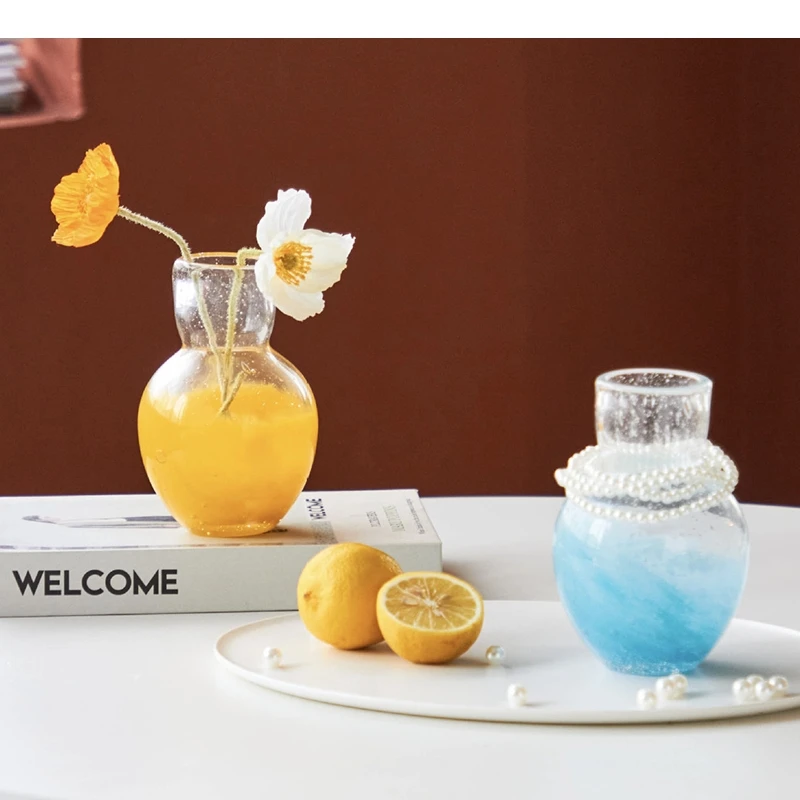 Lovely Bubble Glass Vase Small Flower Pots Table Decoration Flower Arrangement Hydroponics Floral Vases Room Aesthetic Decor
