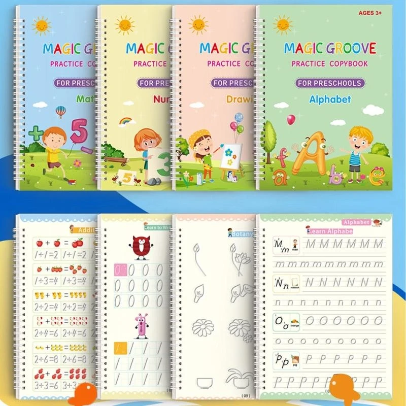 4Pcs Practice Copybook with Pen Handwriting Copybook Set for Preschoolers Letters Numbers Writing best sale