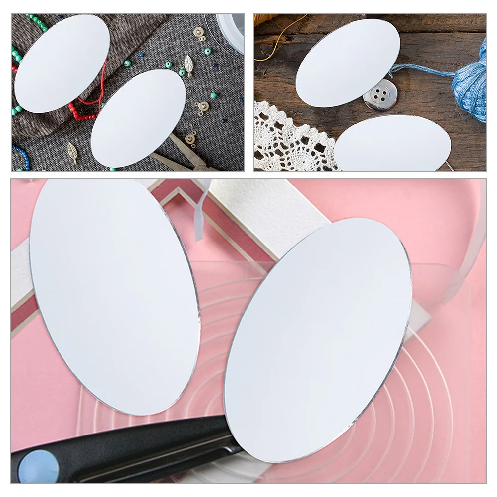 30개 유리 거울 렌즈 타원형 공예 거울 DIY 메이크업 거울용 작은 반사 시트 부드럽고 깨지지 않는 창의적인 용도