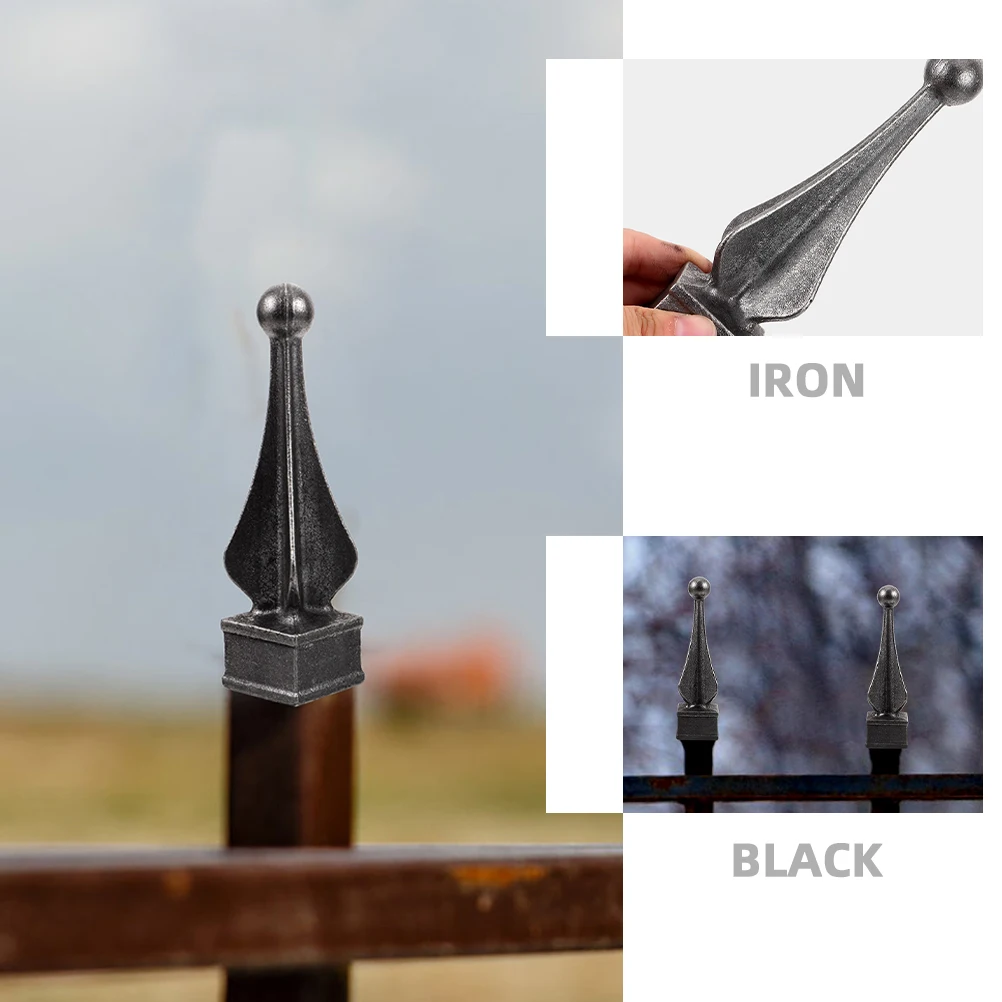

2pcs Iron Accessories Pointed Finials for Garden Yard Wrought Fence Lawn Decorations Post Topper Metal Gate Decorations