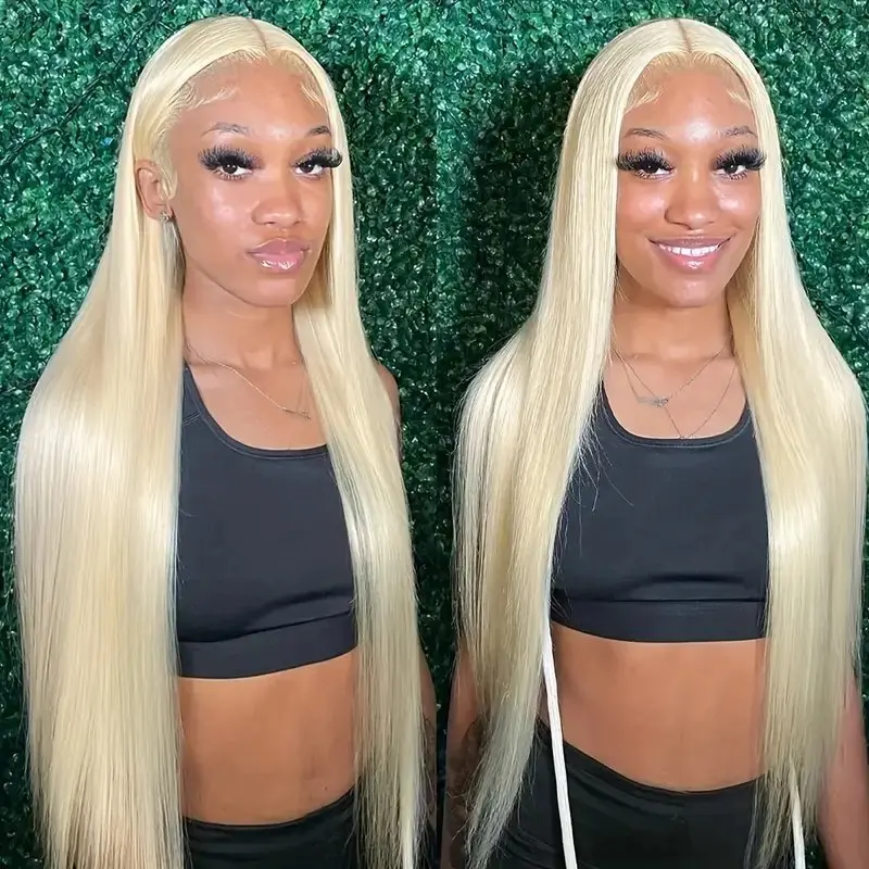 Rosabeauty 13x6 40Inches Blonde 13X4 Frontal Wig Preplucked 250% Straight Lace Front Human Hair Wigs For Women 613 HD Glueless