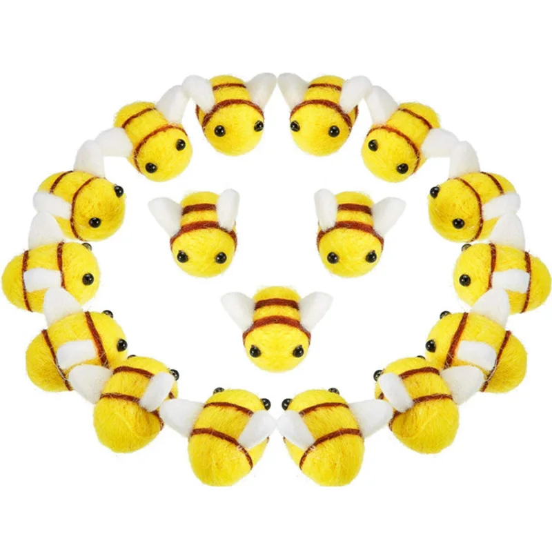 5-50pcs 20*25mm Yellow Bee Pompom Hair Ball Polyester Child DIY Handmade Material Hat Clothing Headdress Wedding Party Supplies