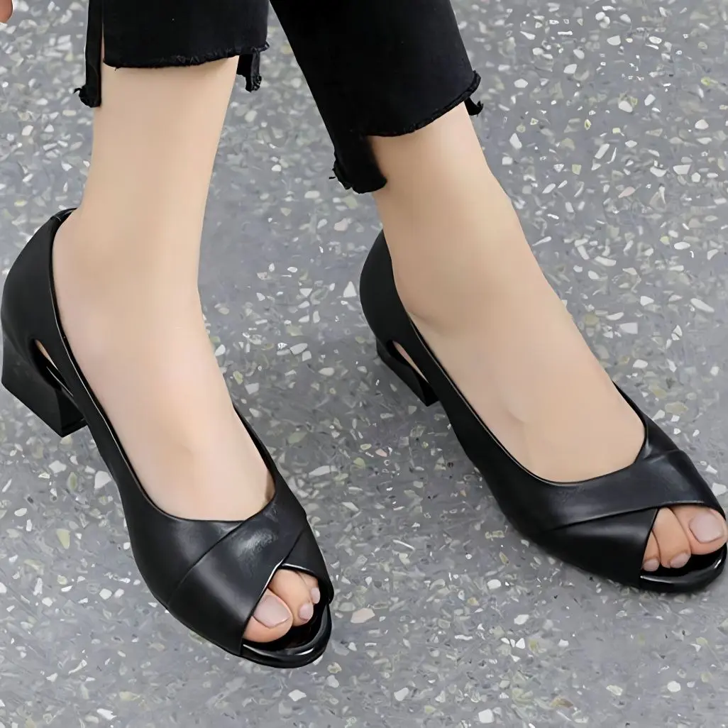 Square Heels Footwear Summer 2024 Open Toe for Office Work Sandals Women Ladies Shoes Medium F Daily Vintage Shoe Wholesale H Or