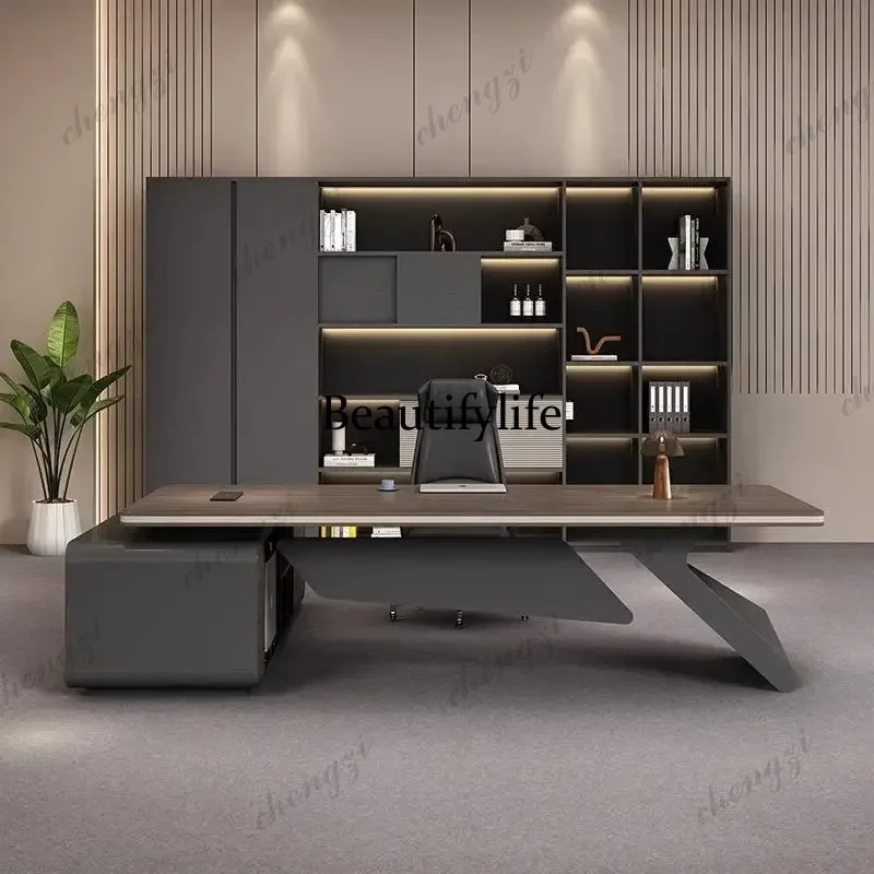 D80 180 200 220 240 260 280 cm Modern Luxury office table With side cabinet Room desks escritorios de habitación furniture