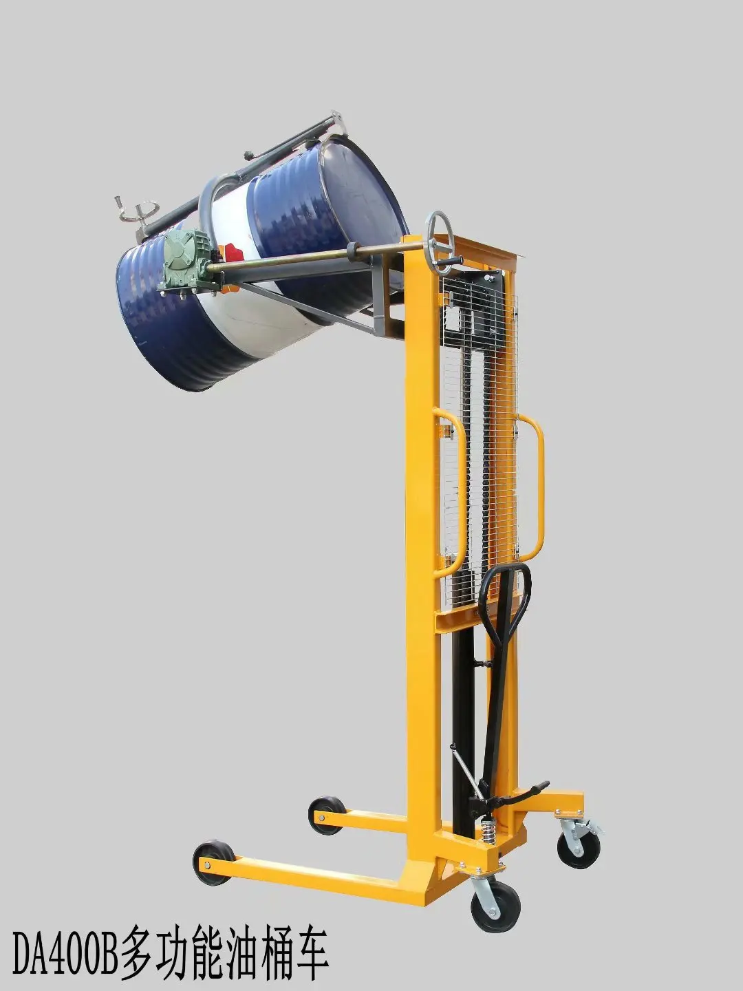Tilting manual oil drum unloading truck, hoop type hydraulic oil drum loading and unloading truck