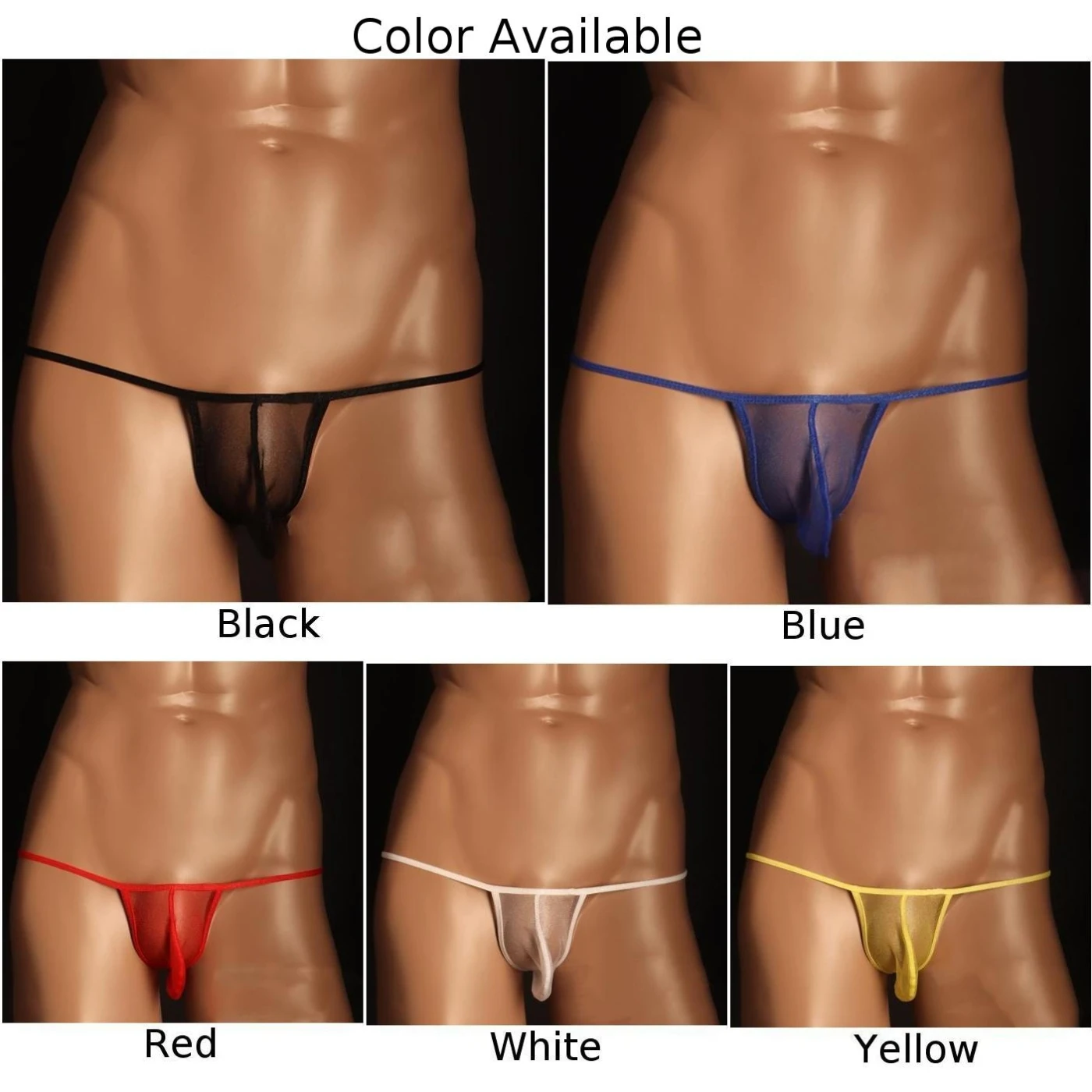 Men Mesh Underwear Sexy Briefs Low Waist Pouch Panties Lingerie Thongs G-String Sleep Bottoms Bulge Pouch Open G-string Thong