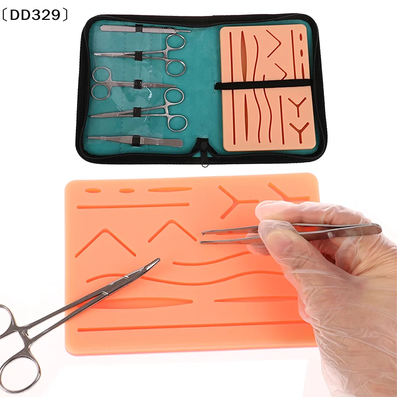 Wound skin practice pad suture training kit surgery bra set seams surgical thread needles scissors suture material surgeo〔DD329〕