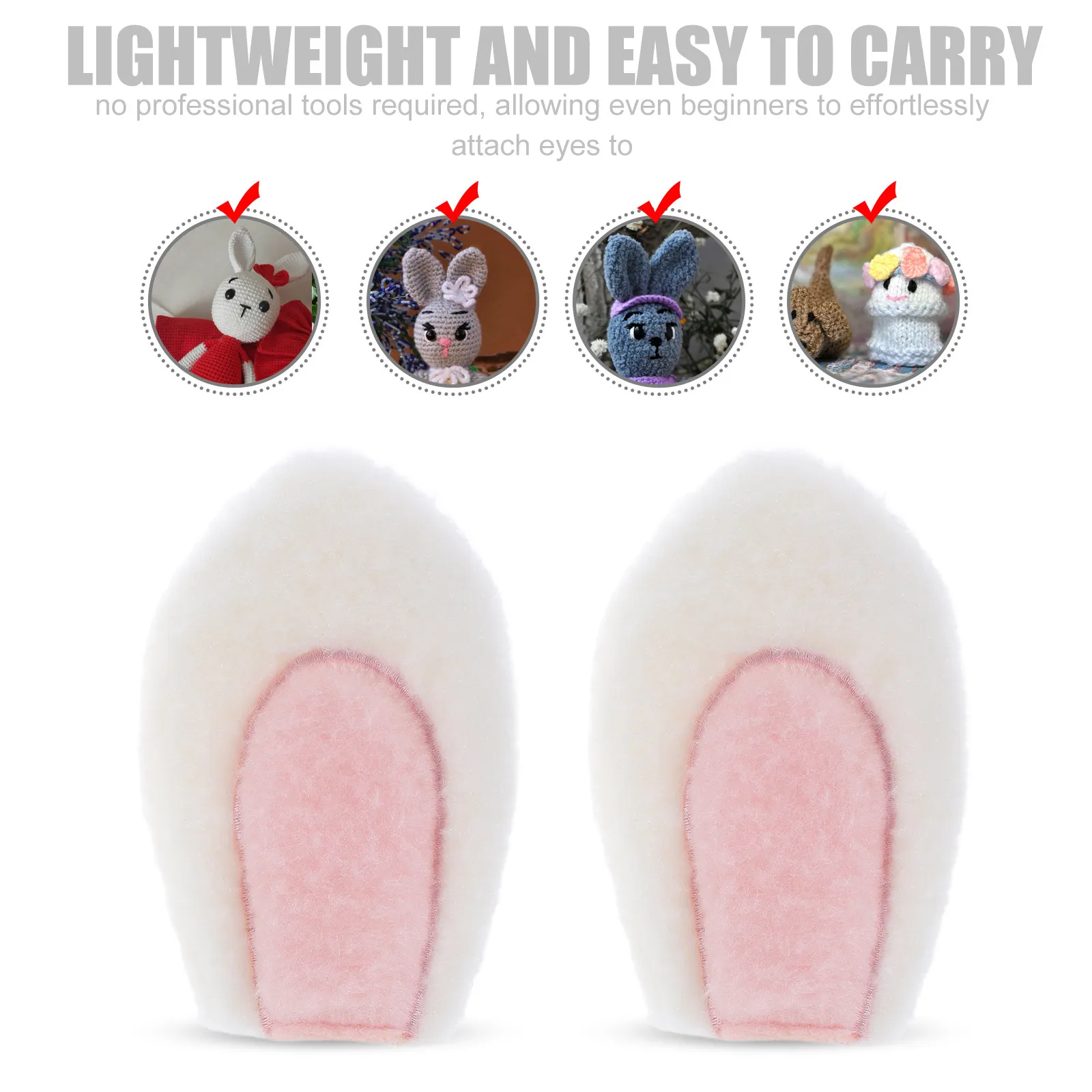 10Pcs Bunny Ears Soft Craft Ear Charms for Stuffed Animal Projects DIY Hairpins Dress-Up Cosplay Aesthetic Decor Amusement Use