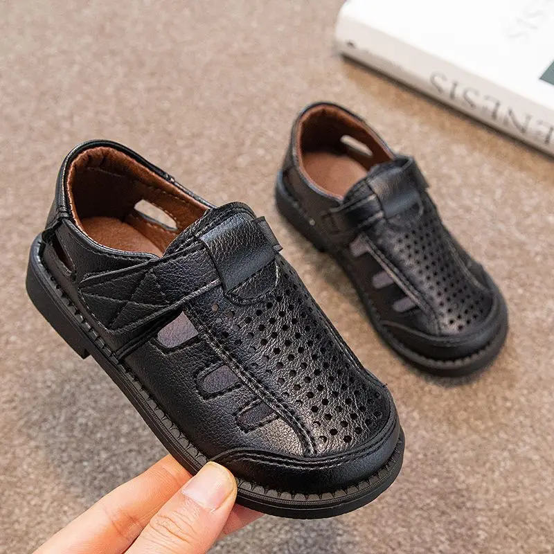 

2024 Summer Kids Sandals Anti-Slip Toe Breathable Mesh Lightweight Soft Sole Casual Boys Sports Shoes