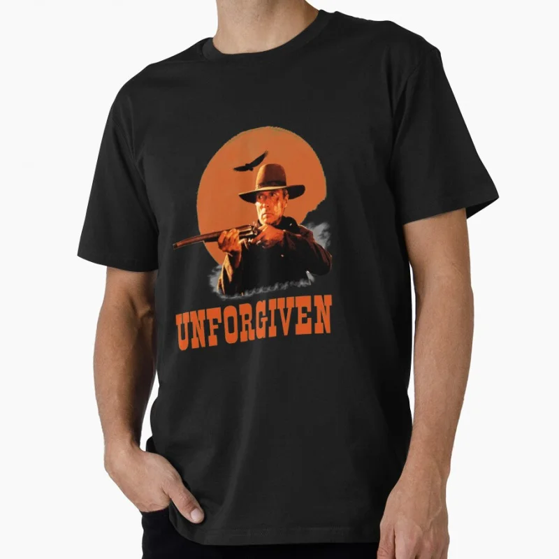 

unforgiven elec 80s retro western movie eastwood Vintage cowboy film gift t shirt Large size Tops 100% cotton worn print Clothes