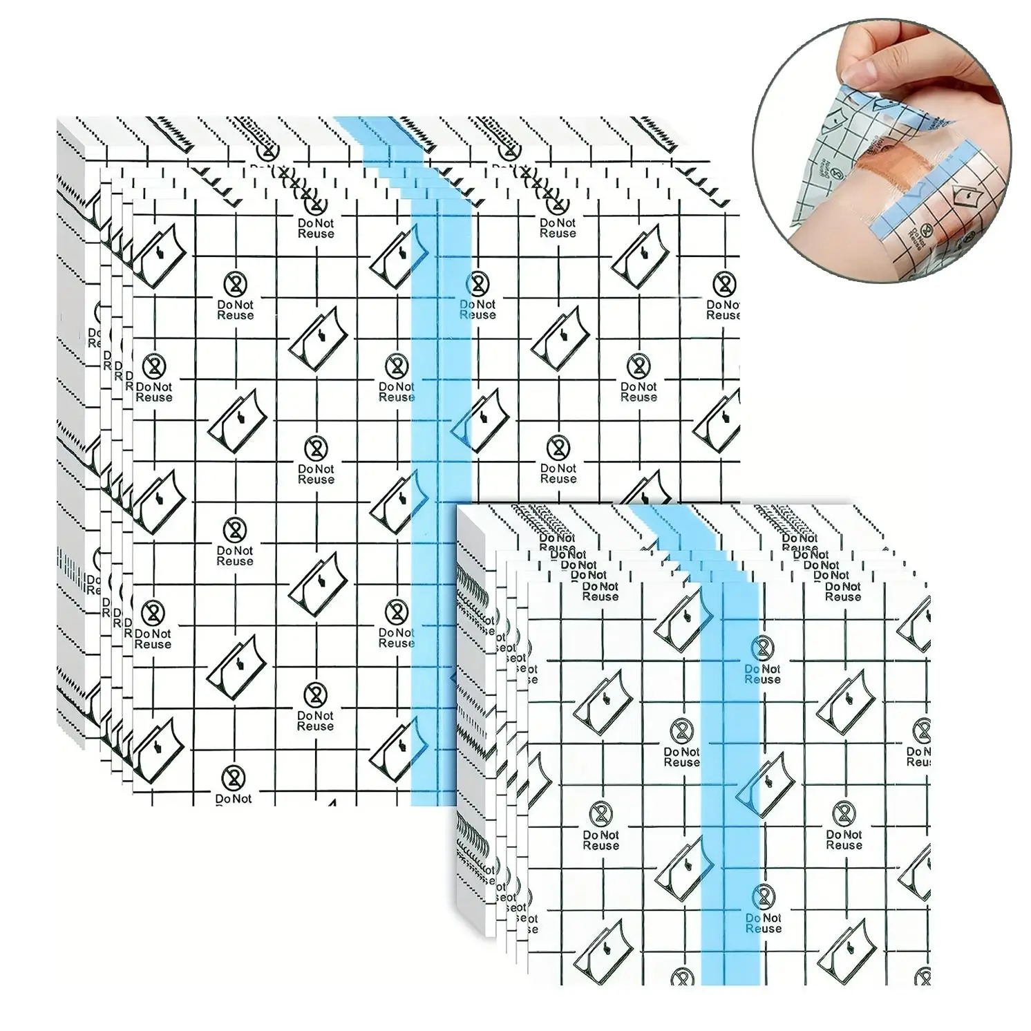 100pcs Wound Waterproof Adhesive Tape, Transparent Adhesive Tape, PU Film, Blank Adhesive Tape, Shower Adhesive Tape