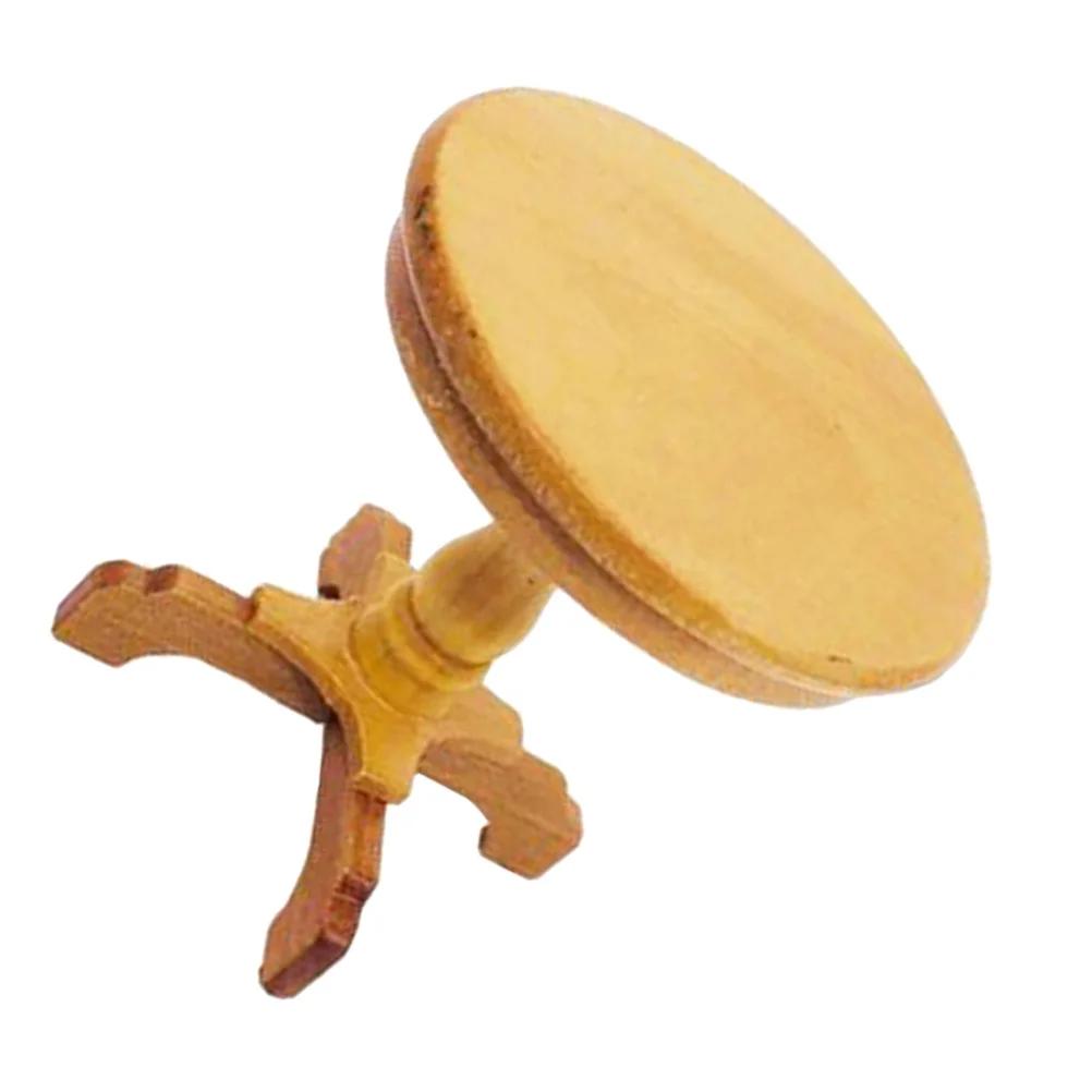 1pc Miniature Round Table Natural Wood Lightweight Wooden Mini Round Table For Mini House Decoration Diy Furniture Ornament
