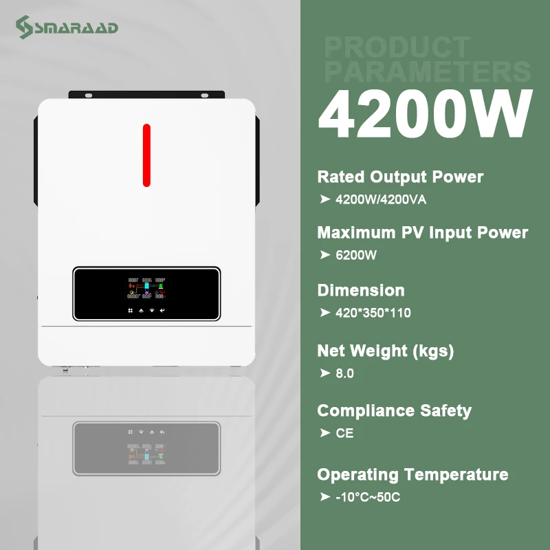 Imagem -02 - Smaraad-inversor Solar Híbrido Inversor Monofásico Conectado a Bateria Carregador Mppt Embutido 24v 48v 4.4 kw