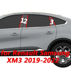 For Renault Arkana Samsung XM3 2019-2022 Car Glossy Black Door Central Window Middle Column Strip PC Pillar Accessories Cover