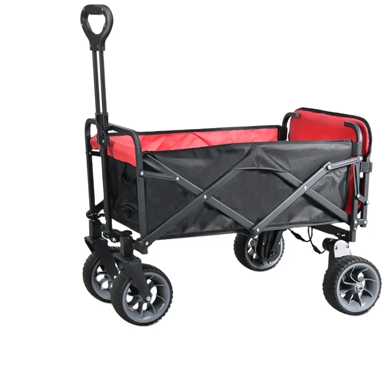 All Terrain Camping Wagon One Pull Folding Utility Cart Collapsible Four Wheel Outdoor Beach Picnic Transport Trolley