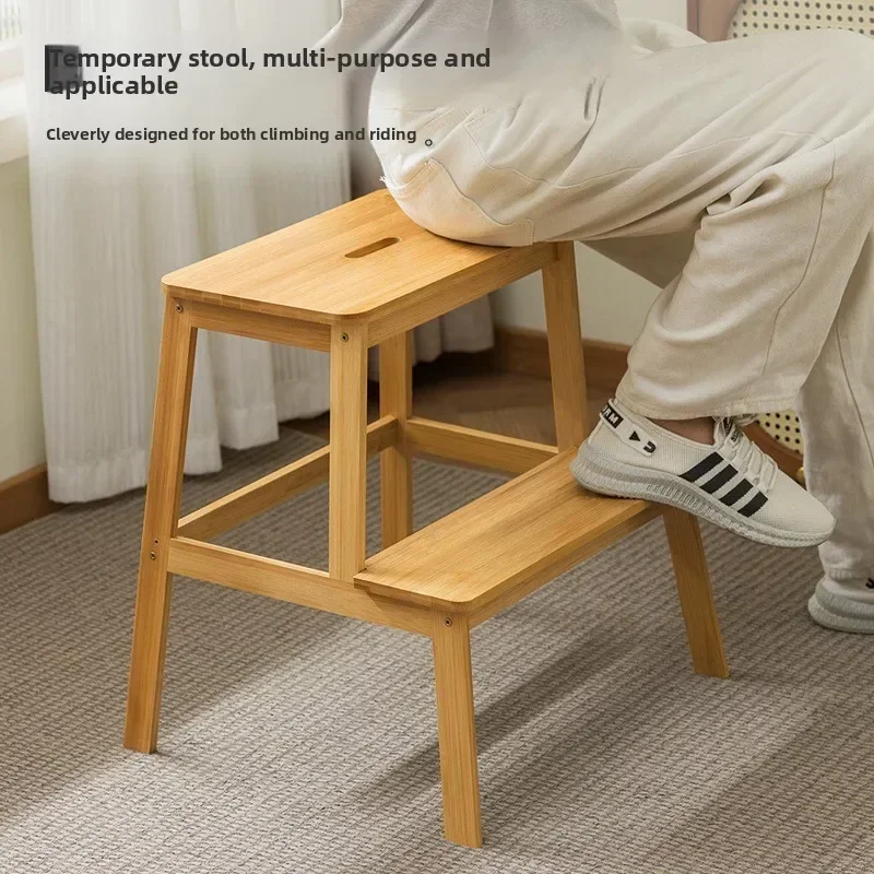 Multi-functional Solid Wood Stair Stool Double Layer Footstool Children's Step Stool Kitchen Step Stool