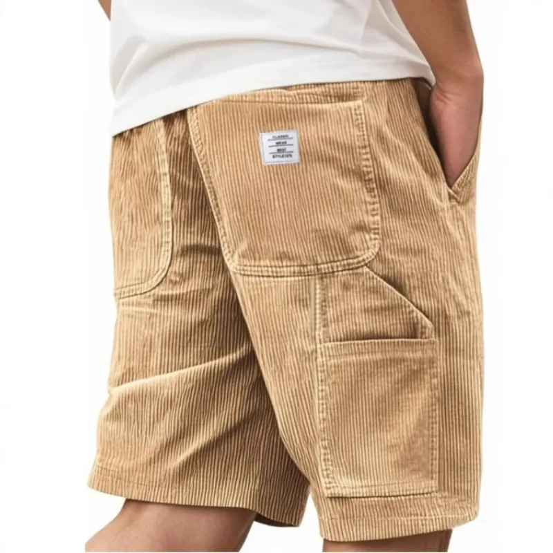 KIDWHXR Summer Man Casual Shorts Streetwear Loose Comfortable Pocket Men Shorts Vintage Solid Outdoor Sport Male Cargo Shorts