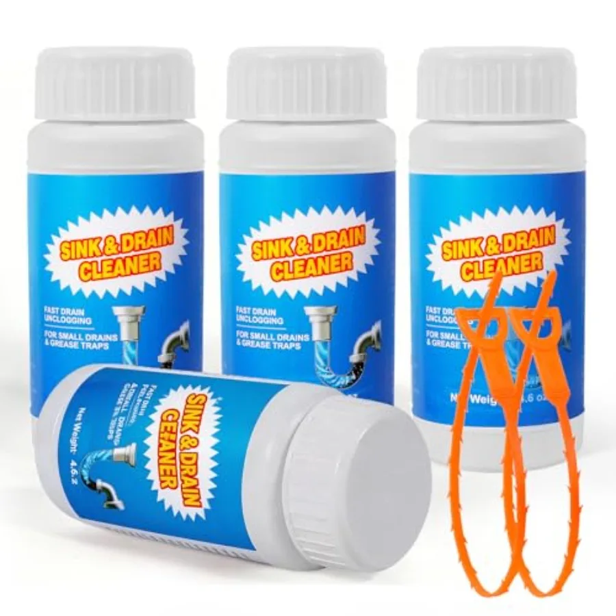 

Sink and Drain Cleaner Powder - Powerful Drain Clog Remover and Pipeline Dredging Agent for Kitchen Pipes, Bathroom Showers, Se