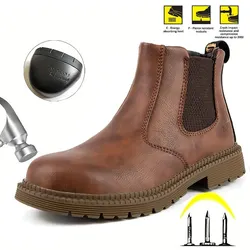 Waterproof Safety Boots Men Steel Toe Shoes Work Anti-smash Anti-puncture Indestructible Sport Protective Safety Shoes