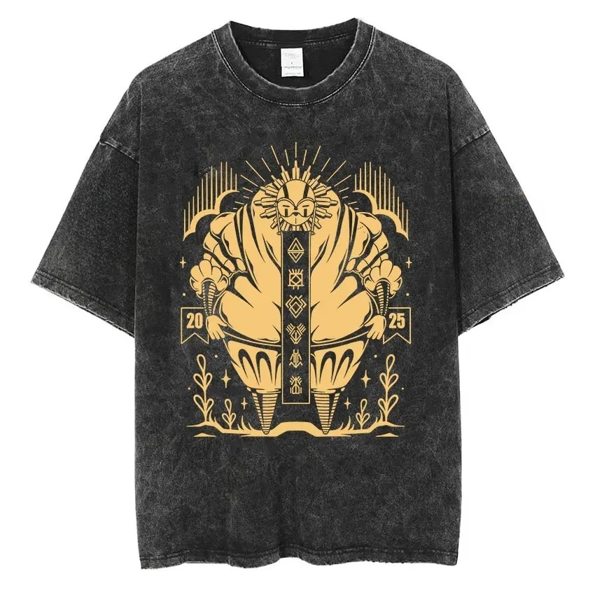 

Vintage Washed Clair Obscur Expédition 33 T-shirt Men's Gothic Fashion Harajuku T-shirts Man Clothing Loose Short Sleeve T Shirt