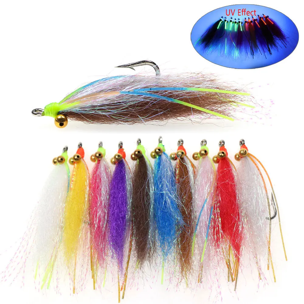 6/10 Stück # 4 # 2 1/0 2/0 Chainbead Eyes Crazy Charlie Fliegenhaken mit Widerhaken, schnell sinkend, für Bonefish, Permit, Tarpon, Salzwasser-Angelköder